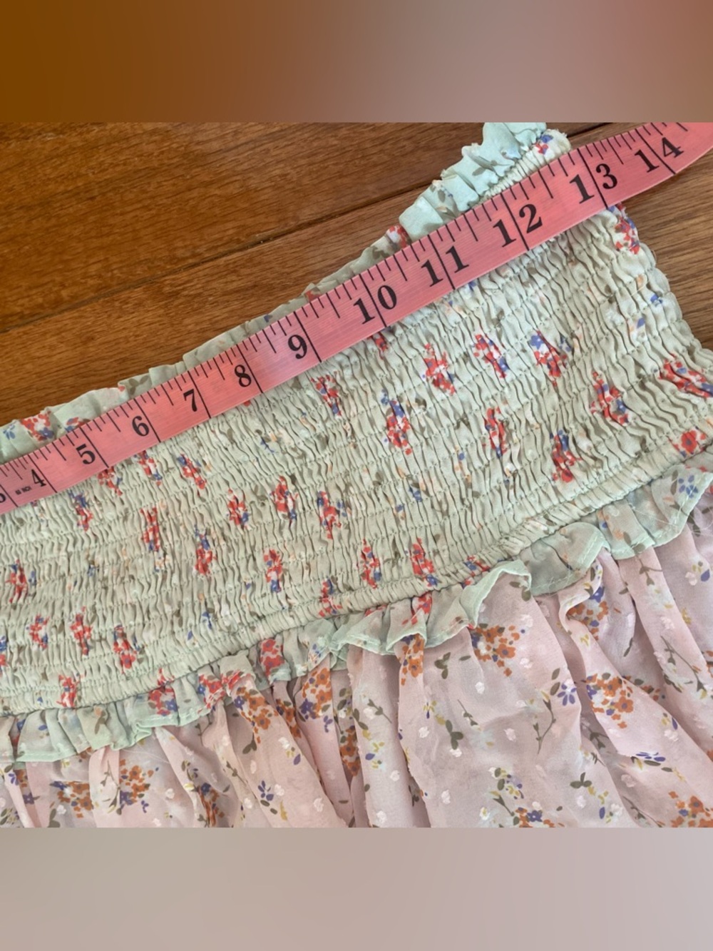 Beautiful Chaos Floral Ruffle Mini Skirt Smocked Waist Coquette Fairycore M - Picture 11 of 12
